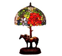 HHRLCH Table Lamp 12 Inch Multi-Colored Glass Shade Bedside Lamp Creative Resin Pony Desk Lamp For Living Room Bedroom Decoration，-1 Light，
