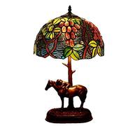 HHRLCH Table Lamp 12 Inch Multi-Colored Glass Shade Bedside Lamp Creative Resin Pony Desk Lamp For Living Room Bedroom Decoration，-1 Light，