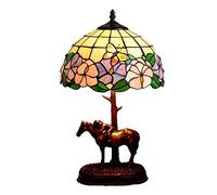 HHRLCH Table Lamp 12 Inch Multi-Colored Glass Shade Bedside Lamp Creative Resin Pony Desk Lamp For Living Room Bedroom Decoration，-1 Light，
