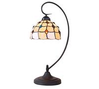 HHRLCH Table Lamp 20cm Vintage Stained Glass Desk Lamp 1 Light Antique Bedside Lamp for Bedroom Living Room Office Reading 2