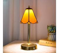 HHRLCH Table Lamp 5.9" Stained Glass Desk Lamps 5W USB Charging 14.2" Tall Dimmable Vintage Reading Lamp for Office Living Room Bedroom Study Room M