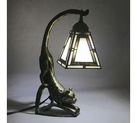 HHRLCH Table Lamp 6 Inch Stained Glass Bedside Lamp with Cat Base 16 Inch Tall Vintage Antique Nightstand Night Light for Bedroom Living Room Kid's Room 9