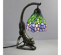 HHRLCH Table Lamp 6 Inch Stained Glass Bedside Lamp with Cat Base 16 Inch Tall Vintage Antique Nightstand Night Light for Bedroom Living Room Kid's Room 9