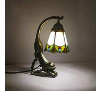 HHRLCH Table Lamp 6 Inch Stained Glass Bedside Lamp with Cat Base 16 Inch Tall Vintage Antique Nightstand Night Light for Bedroom Living Room Kid's Room 9