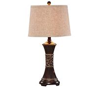 HHRLCH Table Lamp，Bedside Desk Lamp with Fabric Shade，European Reading Light with Resin Base for Office Bedroom Living Room，Wide 13.7 Inch and Tall 28 Inch