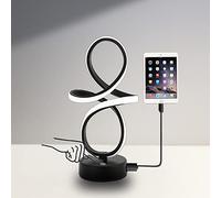 HHRLCH Table Lamp Dimmable Touch Control Table Lamp Silver Curved USB Charge Bedside Lamp for Bedroom Office Living Room Creative Home Decor Table Light