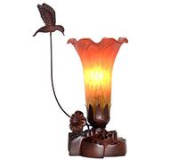 HHRLCH Table Lamp,Morning Glory Accent Night Light,Multi-Colored Stained Glass Bedside Lamps for Bedroom Living Room