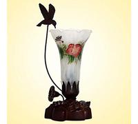 HHRLCH Table Lamp,Morning Glory Accent Night Light,Multi-Colored Stained Glass Bedside Lamps for Bedroom Living Room