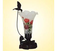 HHRLCH Table Lamp,Morning Glory Accent Night Light,Multi-Colored Stained Glass Bedside Lamps for Bedroom Living Room