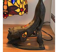 HHRLCH Table Lamp Stained Glass Desk Lamp with Cat Base Vintage Antique Bedside Lamp for Living Room Bedroom Kid's Room 11