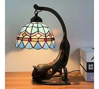 HHRLCH Table Lamp Stained Glass Desk Lamp with Cat Base Vintage Antique Bedside Lamp for Living Room Bedroom Kid's Room 11