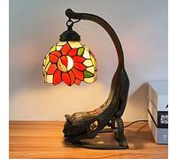 HHRLCH Table Lamp Stained Glass Desk Lamp with Cat Base Vintage Antique Bedside Lamp for Living Room Bedroom Kid's Room 11