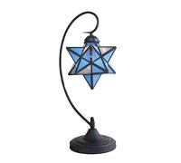 HHRLCH Table Lamp Star Shape Shade Desk Lamp 1 Light Vintage Stained Glass Bedside Lamp for Bedroom Living Room Office Reading 3
