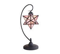 HHRLCH Table Lamp Star Shape Shade Desk Lamp 1 Light Vintage Stained Glass Bedside Lamp for Bedroom Living Room Office Reading 3