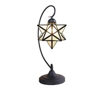 HHRLCH Table Lamp Star Shape Shade Desk Lamp 1 Light Vintage Stained Glass Bedside Lamp for Bedroom Living Room Office Reading 3