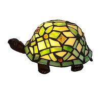 HHRLCH Table Lamp Tortoise Desk Lamp Vintage Stained Glass Reading Desk Lamp for Bedroom Living Room Study Decorative Night Brown