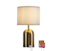 HHRLCH Table Lamp with Dimmable USB Charging d Desk Lamp Fabric Shade Small Table Lamp for Bedroom Living Room Office