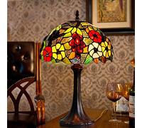 HHRLCH Table Lamp with In Stained Glass Shade Bedside Lamp ,1 Lights Desk Lamp For Living Room Bedroom Reading Lights,Multi-Colored