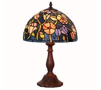 HHRLCH Table Lamp with In Stained Glass Shade Bedside Lamp ,1 Lights Desk Lamp For Living Room Bedroom Reading Lights,Multi-Colored