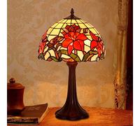 HHRLCH Table Lamp with In Stained Glass Shade Bedside Lamp ,1 Lights Desk Lamp For Living Room Bedroom Reading Lights,Multi-Colored