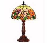 HHRLCH Table Lamp with in Stained Glass Shade Bedside Lamp ，1 Lights Desk Lamp for Living Room Bedroom Reading Lights，Multi-Colored