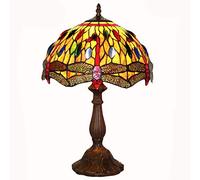HHRLCH Table Lamp with in Stained Glass Shade Bedside Lamp ，1 Lights Desk Lamp for Living Room Bedroom Reading Lights，Multi-Colored
