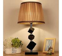 HHRLCH Table Lamps Crystal Desk Lamps with Brown Fabric Shade,Contemporary Glass and Metal Base,Ideal for Living Room Bedroom Bedside,12 x 22 Inches
