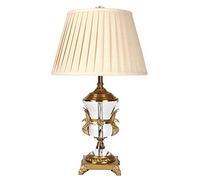 HHRLCH Table Lamps Crystal Desk Lamps with Fabric Shade,Contemporary Glass and Metal Base,Ideal for Living Room Bedroom Bedside,16 x 25.6 Inches,Beige