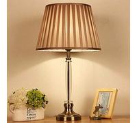 HHRLCH Table Lamps Crystal Desk Lamps with Fabric Shade,Contemporary Glass and Metal Base,Ideal for Living Room Bedroom Bedside,14 x 24.4 Inches,Brown