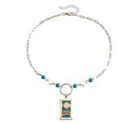 HHRLCH Tarot Card Necklace For Women and Girls, Vintage Tarot Card Necklace Sun Lover Star Moon Magician Pendant Sweater Mystic, Pisces Necklace, Taurus Necklace, Celestial Necklace