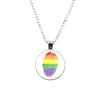 HHRLCH Trans Necklace For Unisex, Rainbow Necklace LGBT Lesbian Gay Pride Rainbow Friendly Print Art Pattern Glass Pendant, Bisexual Necklace, Transgender Necklace, Double Venus Necklace