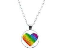 HHRLCH Trans Necklace For Unisex, Rainbow Necklace LGBT Lesbian Gay Pride Rainbow Friendly Print Art Pattern Glass Pendant, Bisexual Necklace, Transgender Necklace, Double Venus Necklace