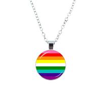 HHRLCH Trans Necklace For Unisex, Rainbow Necklace LGBT Lesbian Gay Pride Rainbow Friendly Print Art Pattern Glass Pendant, Bisexual Necklace, Transgender Necklace, Double Venus Necklace