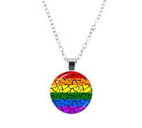 HHRLCH Trans Necklace For Unisex, Round Pendant Necklace Rainbow Gay Lesbian LGBT Gay Pride Flags, Bisexual Necklace, Transgender Necklace, Double Venus Necklace