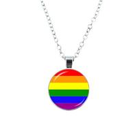 HHRLCH Trans Necklace For Unisex, Round Pendant Necklace Rainbow Gay Lesbian LGBT Gay Pride Flags, Bisexual Necklace, Transgender Necklace, Double Venus Necklace