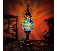 HHRLCH Turkish Moroccan Table Lamp Handmade Mosaic Stained Glass Small Moravian Star Lampshade Bedside Night Lamp Vintage Decorative Desk Light for Gifts Bedroom Office Green