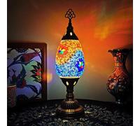 HHRLCH Turkish Moroccan Table Lamp Handmade Mosaic Stained Glass Small Moravian Star Lampshade Bedside Night Lamp Vintage Decorative Desk Light for Gifts Bedroom Office Green