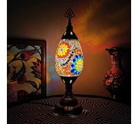 HHRLCH Turkish Moroccan Table Lamp Handmade Mosaic Stained Glass Small Moravian Star Lampshade Bedside Night Lamp Vintage Decorative Desk Light for Gifts Bedroom Office Green