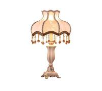 HHRLCH Victorian Style Table Lamp with Handmade Fabric Lampshade European Antique Painted Resin Base Vintage for Bedroom Living Room Office