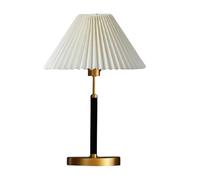 HHRLCH Vintage Black Iron Table Lamp with White Fabric Shade Pleated Fabric Night Lamp for Bedroom Office Living Room