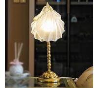 HHRLCH Vintage Brass Table Lamp with Switch - Socket Glass Lampshade Adjustable Color Temperature 3000K/4500K/6000K Luxury Bedside Lamp for Bedroom Living Room