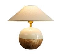 HHRLCH Vintage Ceramic Table Lamp with Fabric Shade 15.7 Inch Height Socket Antique/Cream Yellow Soft Glow for Living Room Bedroom Study Dining Room