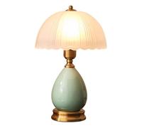 HHRLCH Vintage Ceramic Table Lamp with Socket - Retro Mushroom Shape 1.8m Cable Switch Glass Lampshade Decorative for Living Room and Bedroom