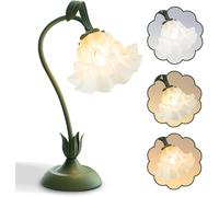 HHRLCH Vintage Green Country Style Table Lamp - Flexible Gooseneck Reading Lamp with Adjustable Flower 3000K/4000K/6000K Temperature Options