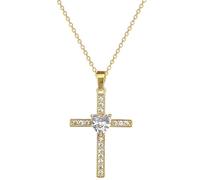 HHRLCH Vintage Heart Cross Necklace For Women Girls, Exquisite Zircon Religious Cross Necklace - Faith Heart and Cross Necklace, Catholic Religious Jewelry For Christmas