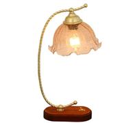 HHRLCH Vintage Socket Table Lamp - Retro Desk Lamp with Wooden Base Glass Shade Perfect for Bedroom Living Room