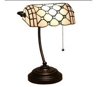 HHRLCH Vintage Stained Glass Bedroom Bedside Art Table Lamp Banker Desk Lamp with Iron Base for for Office & Home Reading Working- (27×39Cm)