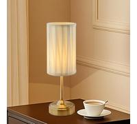 HHRLCH Vintage Style Table Lamp - Wireless Dimmable Retro Table Lamp with Fabric Lampshade - USB Rechargeable Touch Lamp for Dining Room Bedroom Living Room