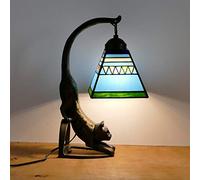 HHRLCH Vintage Table Lamp 15Cm Stained Glass Shade Bedside Lamp 1 Light Antique Decoration Reading Desk Lamp for Bedroom Living Room Study Night Light 11