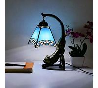 HHRLCH Vintage Table Lamp 15Cm Stained Glass Shade Bedside Lamp 1 Light Antique Decoration Reading Desk Lamp for Bedroom Living Room Study Night Light 11